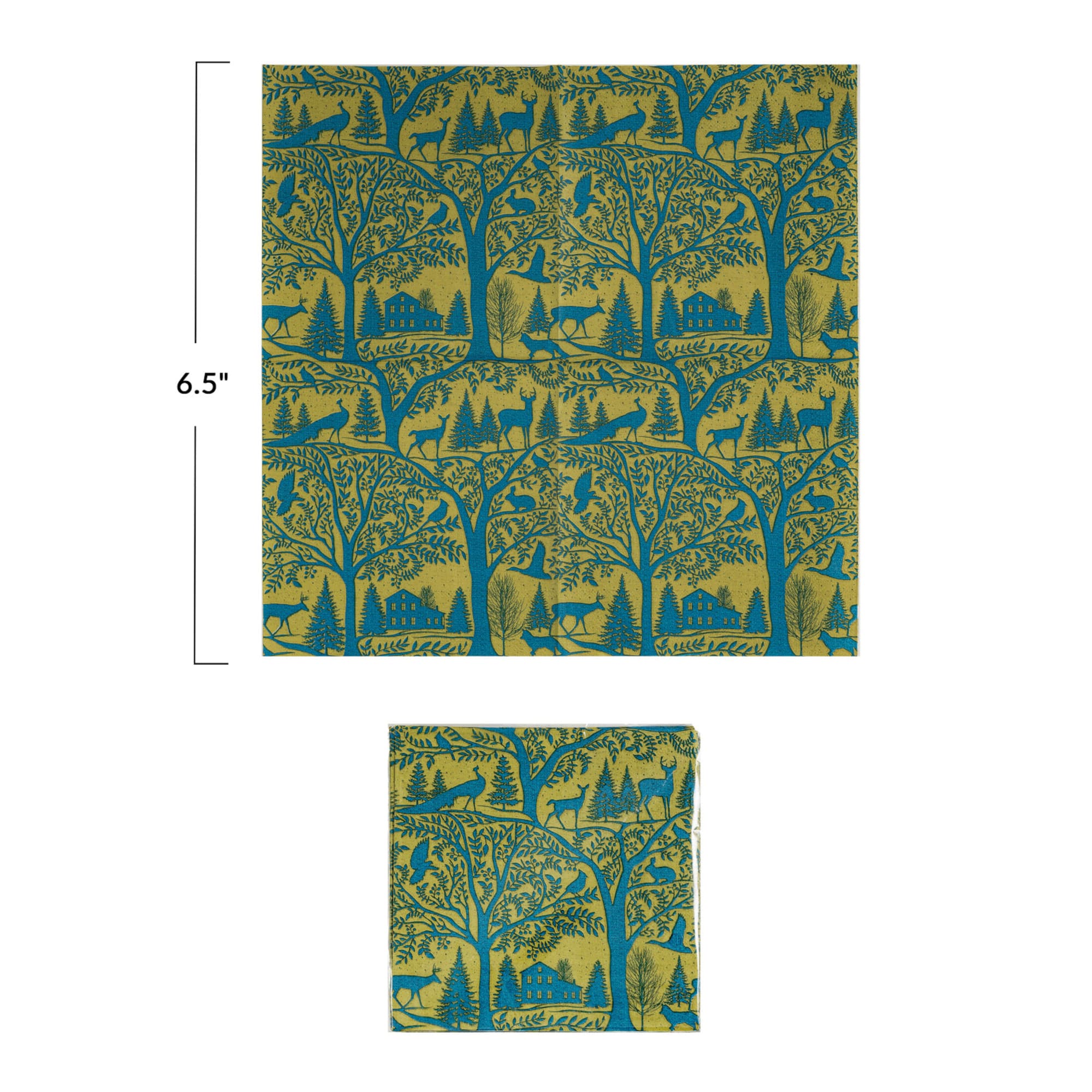 Hello Honey® 6.5" Blue & Gold Landscape Square Paper Napkins, 50ct.
